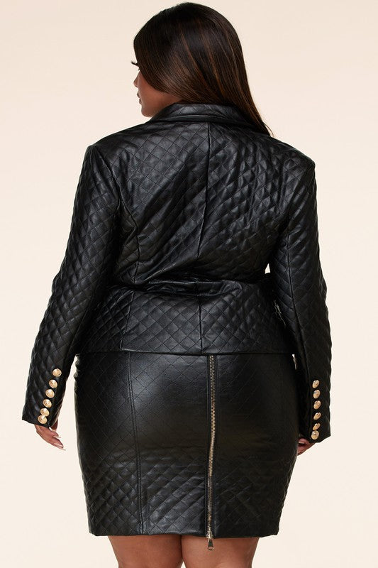 Level Up | Quilted Vegan Leather Skirt Set